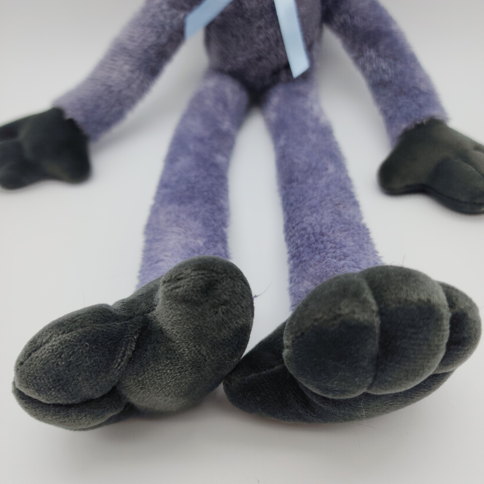 Official Poppy’s Playtime Grey Stitched Huggy Wuggy Plush Toy with Blue Bow