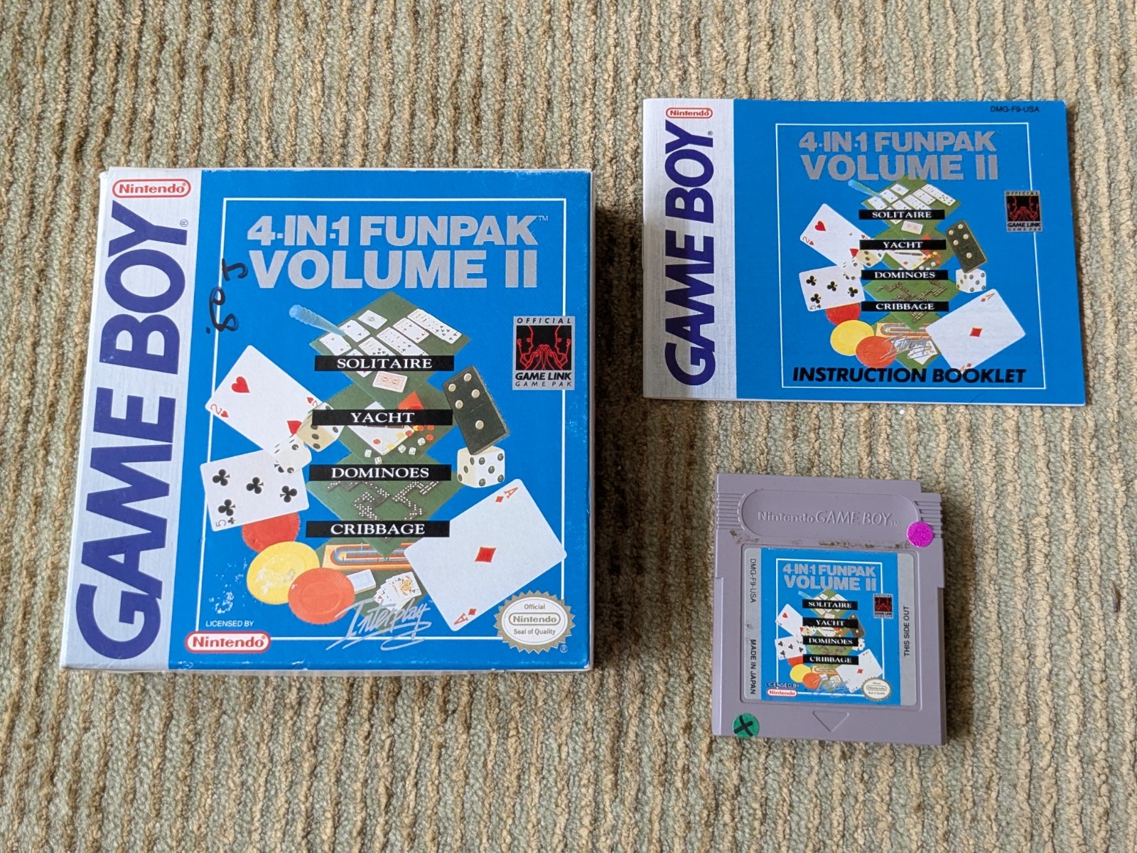 4-in-1 Fun Pak & Volume II Nintendo Game Boy GameBoy Complete CIB Tested Working