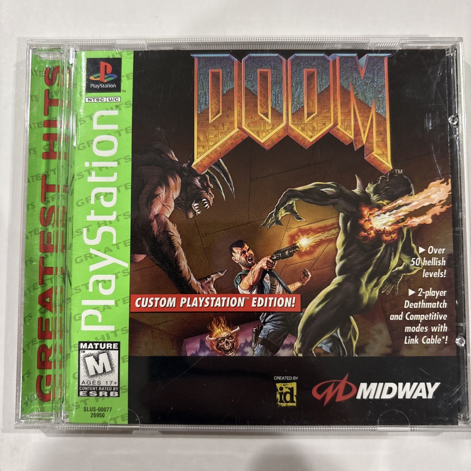 Doom (PlayStation, PS1, 1995) Greatest Hits, CIB, Complete, Tested & Works
