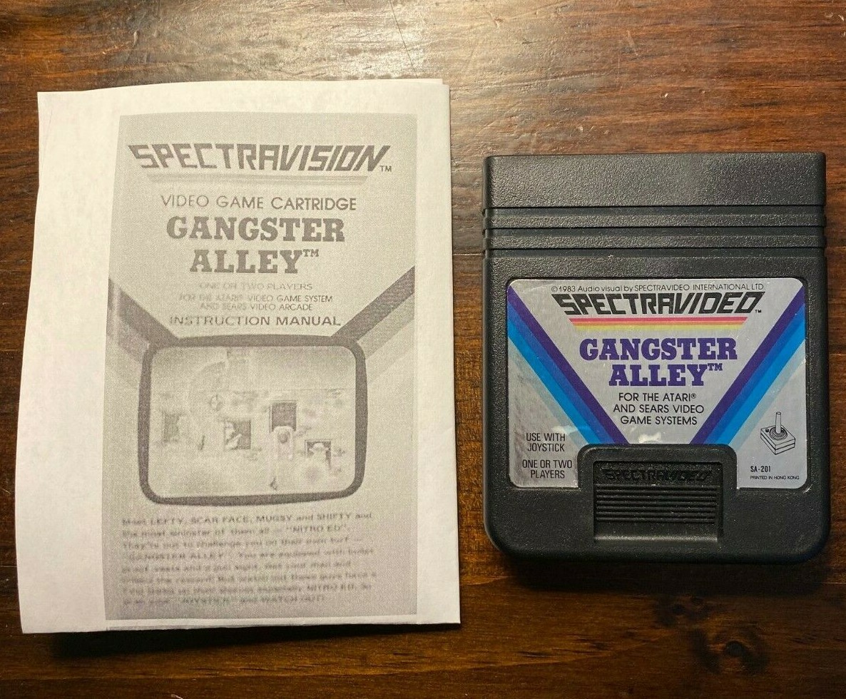 GANGSTER ALLEY Atari 2600 videogame Spectravision Spectravideo Manual tested fun