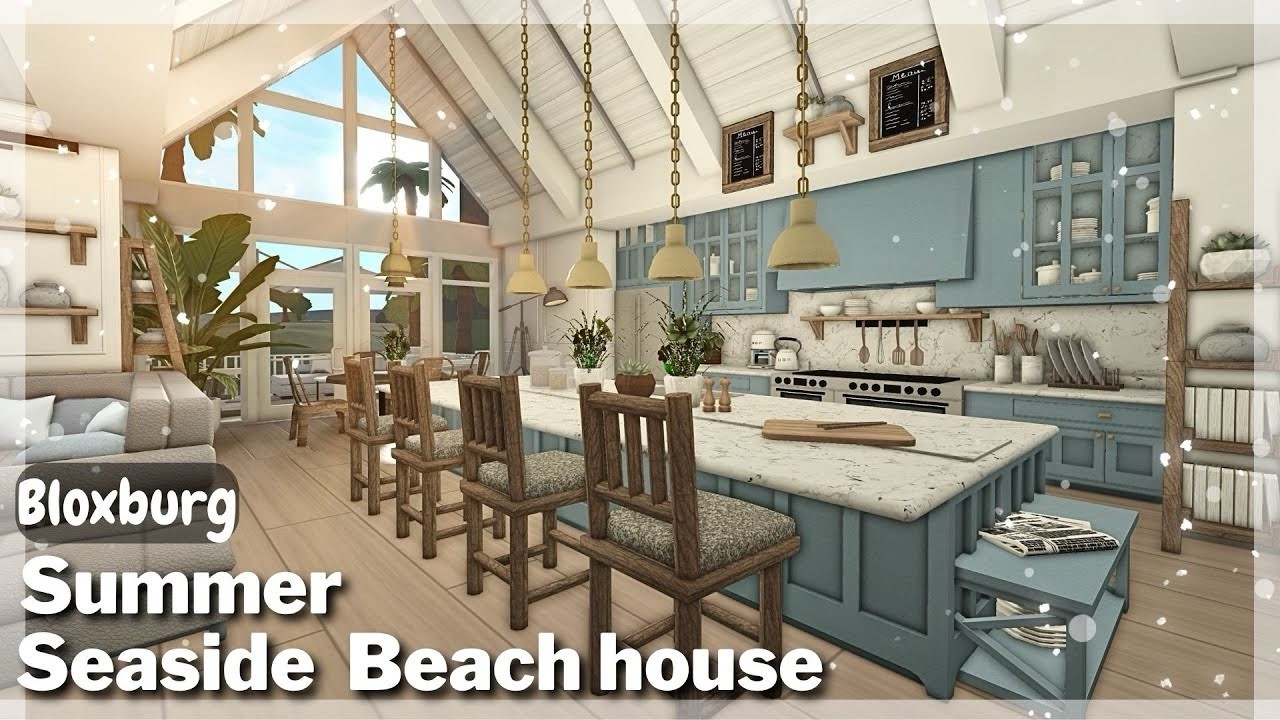 SUMMER SEASIDE BEACH HOME BLOXBURG.CHECK DESCRIP.FAST BUILDER AFFORDABLE PRICE