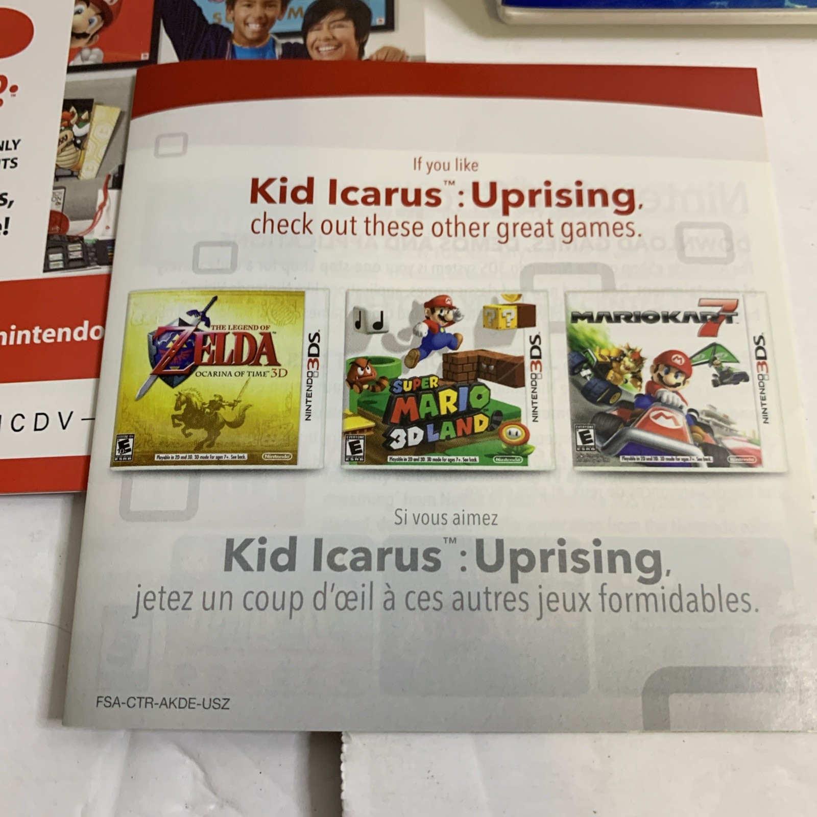 Kid Icarus Uprising (Nintendo 3DS) Complete Game Case Manual Cartridge