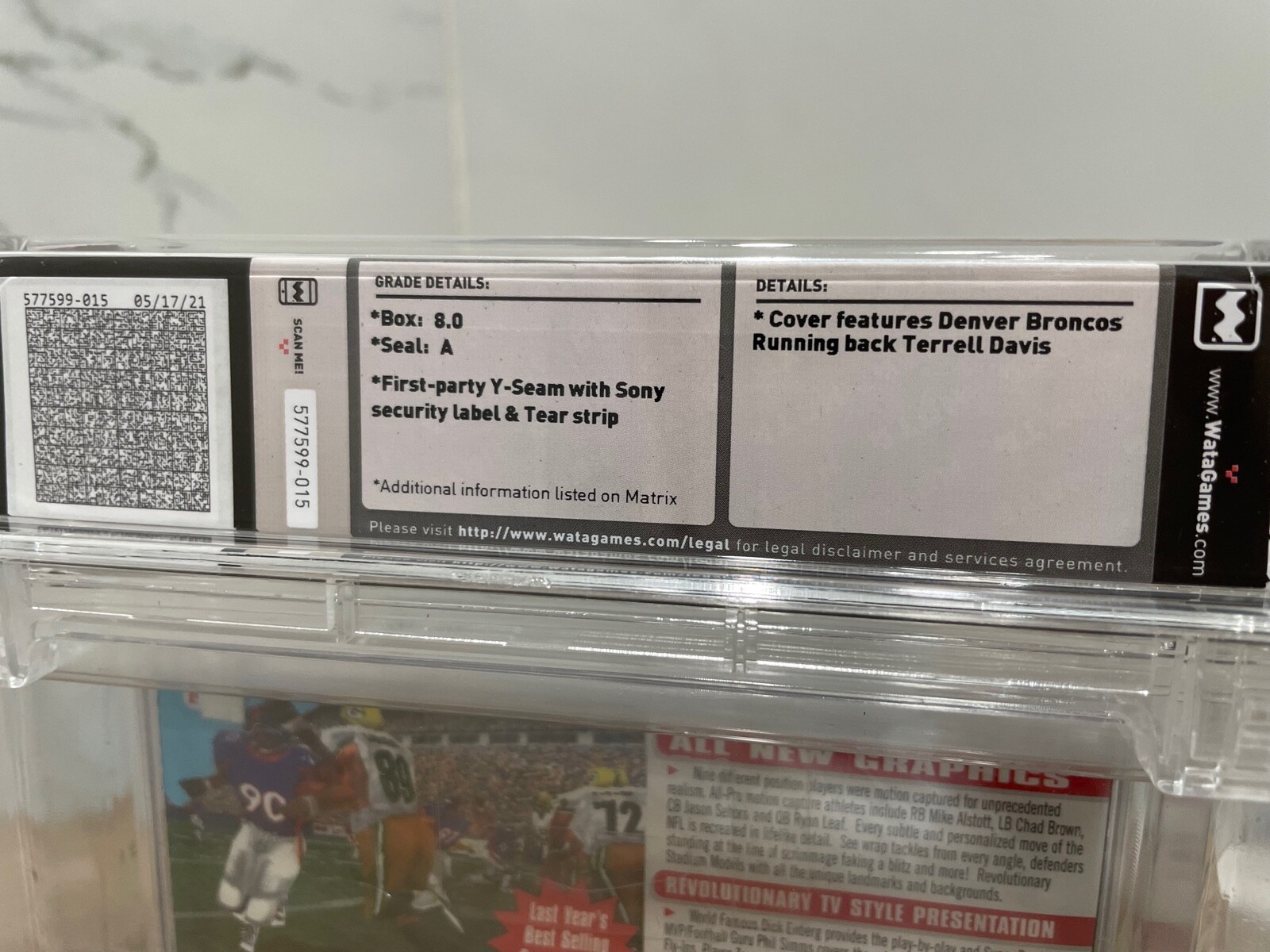 NFL GameDay ’99 Sony Playstation Factory Sealed Video Game Wata 8.0 Graded 1998