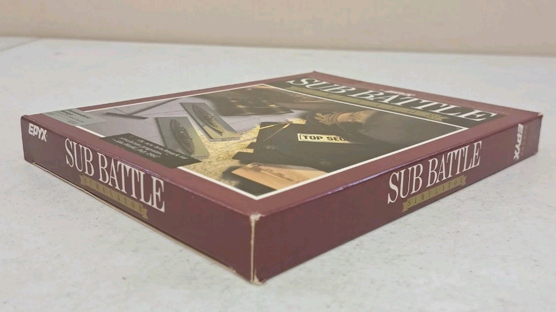 NO DISK- 1987 Vintage Sub Battle Simulator Box-Manual-Commands-Commodore Amiga