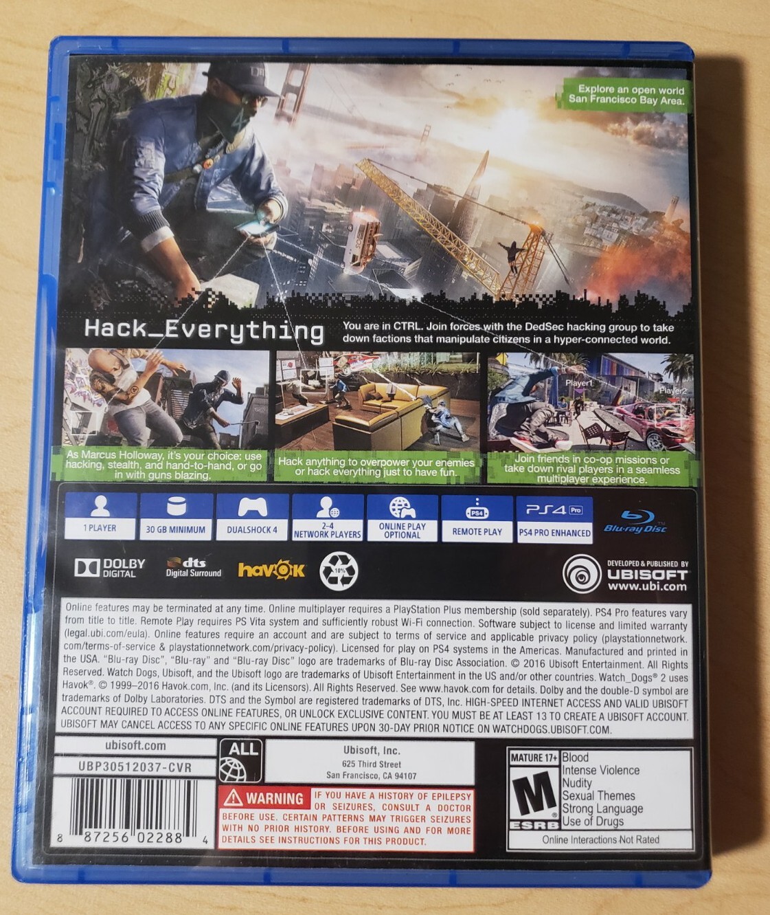 Watch Dogs 2 (PlayStation 4, 2016) Sony PS4 Game , Clean, Tested, Very Good