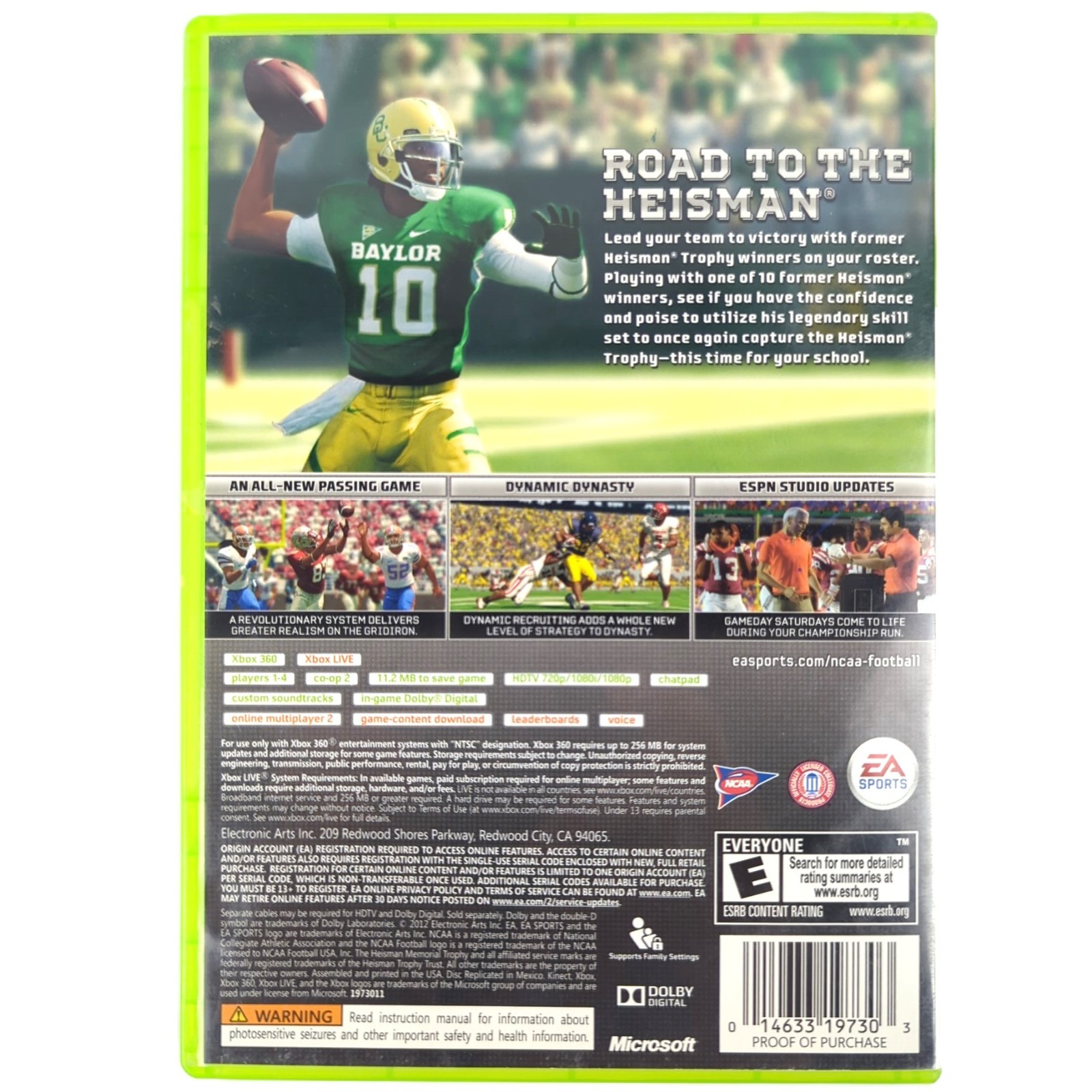EA SPORTS NCAA Football 13 Xbox 360 College Football Case Disc Insert Tested