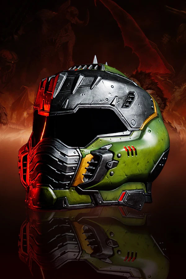 Doom: The Dark Ages Doom Slayer Wearable Helmet LED Bundle + Keycard x3 Patches