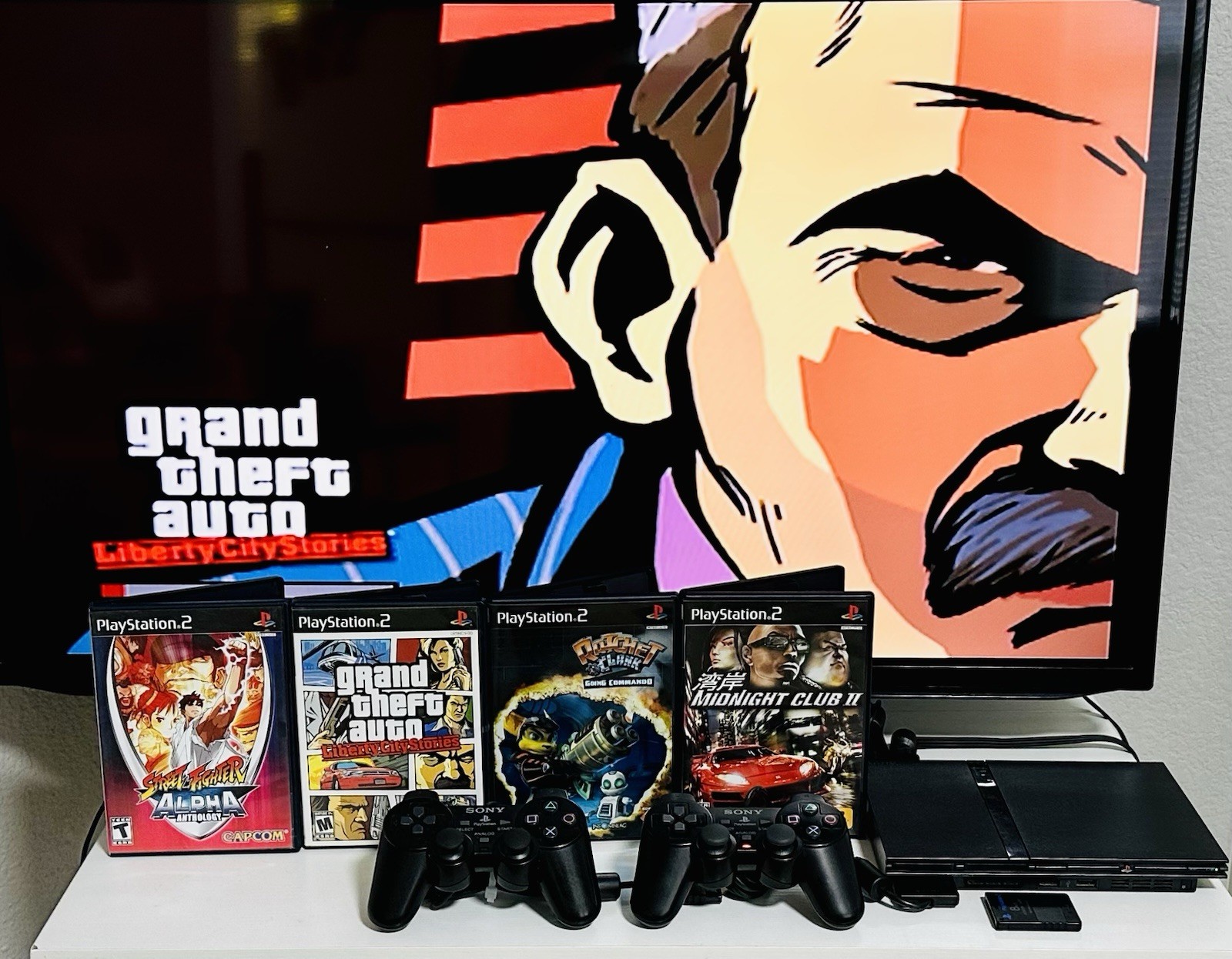 Sony PlayStation 2 PS2 Slim Console Bundle SCPH-70001 W/4 Games, M. Card & More!