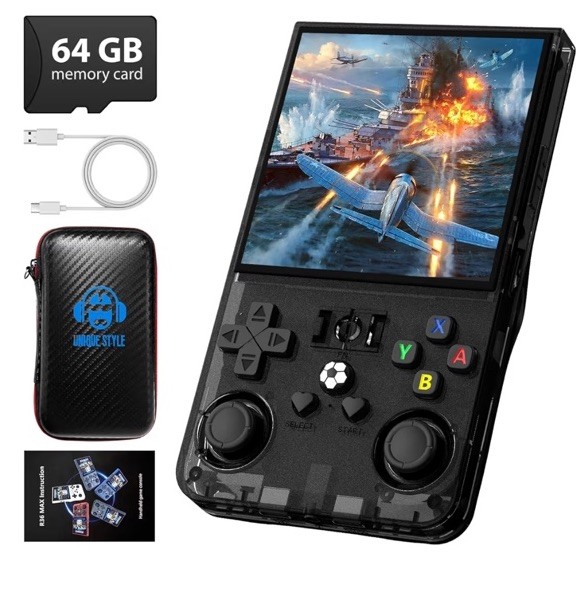 R36MAX Retro Handheld Game Console, 4.0 Inch 720×720 IPS Screen, 64GB 18,000k