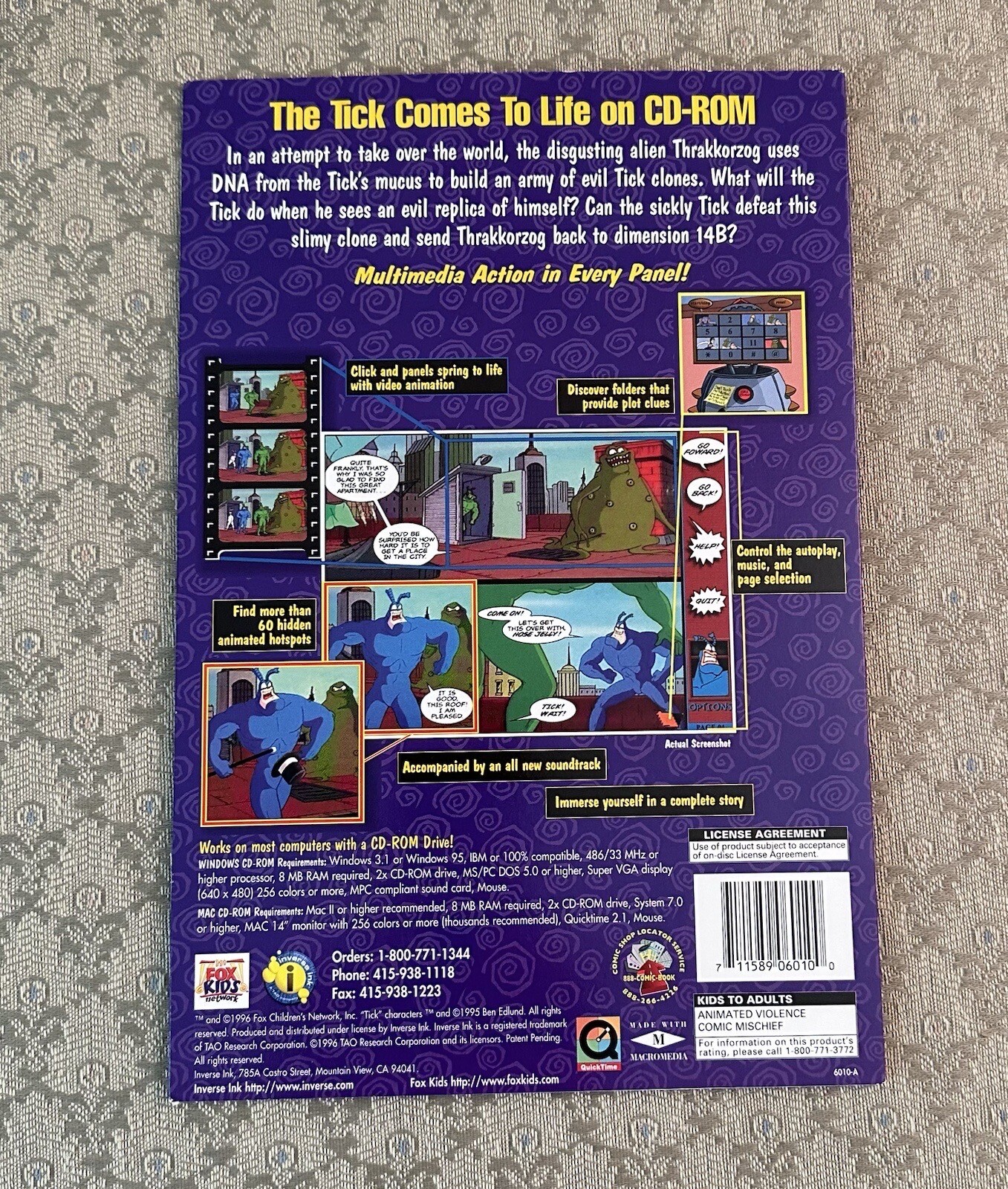The Tick Vs The Uncommon Cold CD-ROM Comic Book Windows Mac Fox Kids TV 1996