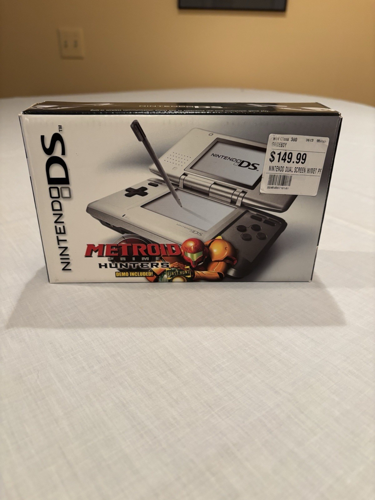 Silver Nintendo DS Handheld System With Metroid Prime Hunters First Hunt Tested