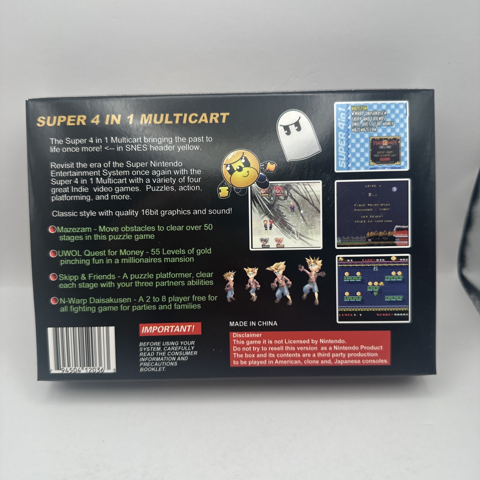 Super 4 in 1 Multicart Nintendo SNES Piko Interactive Near Mint Item Play On