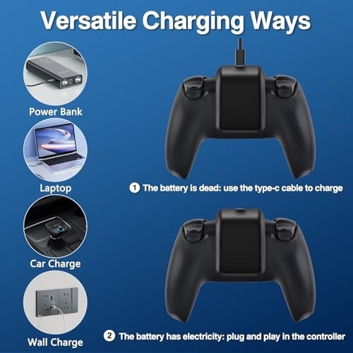 3000mAh PS5 Controller Battery Pack – DualSense Replacement Battery Extender + U