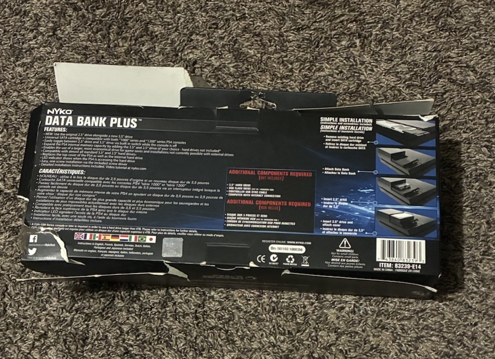 Nyko Data Bank Plus Modular Hard Drive Housing Black for PlayStation 4 PS4