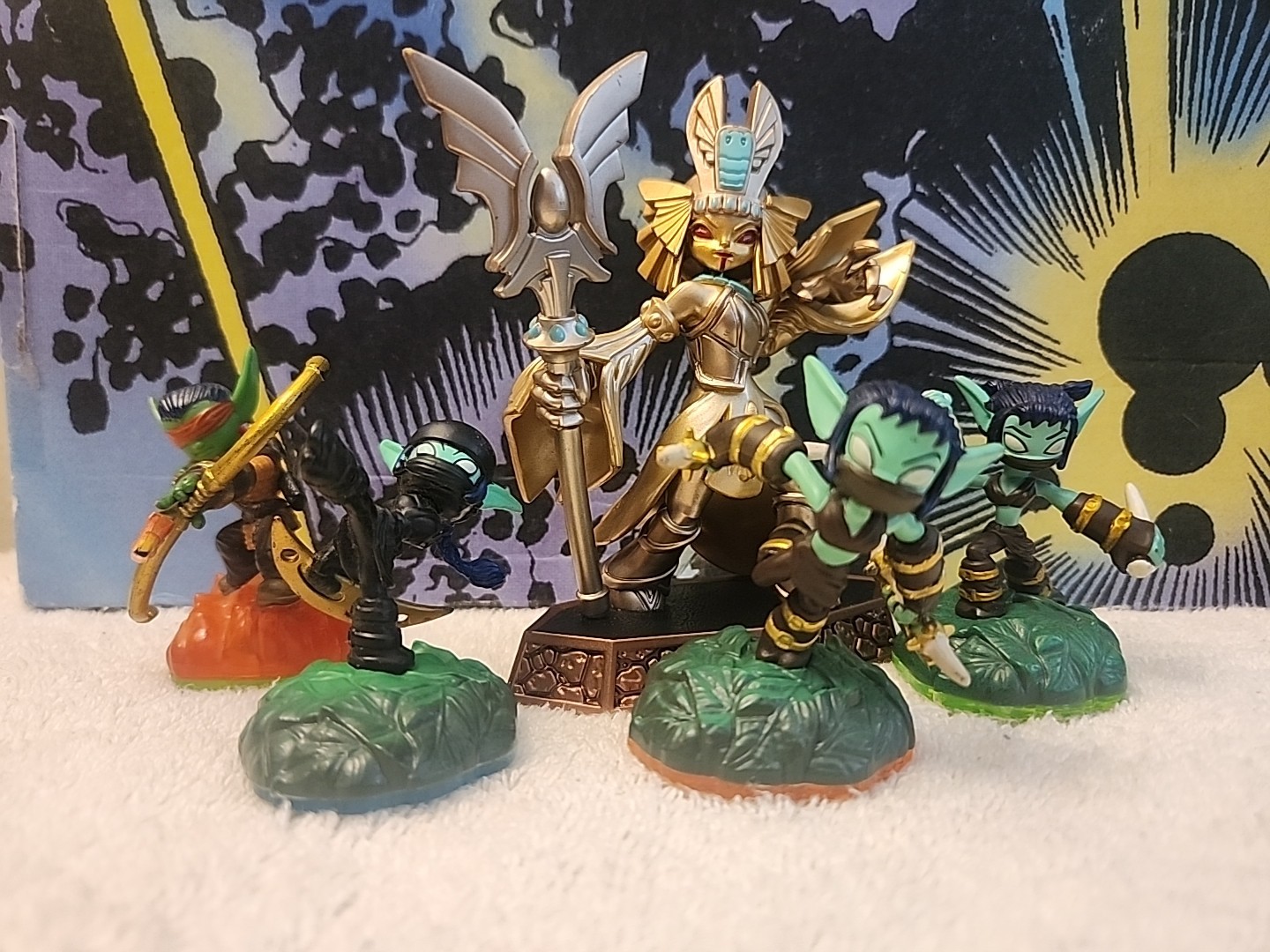 Skylanders Lot of 5 GOLDEN QUEEN Stealth Elf Dark Ninja Flameslinger Activision