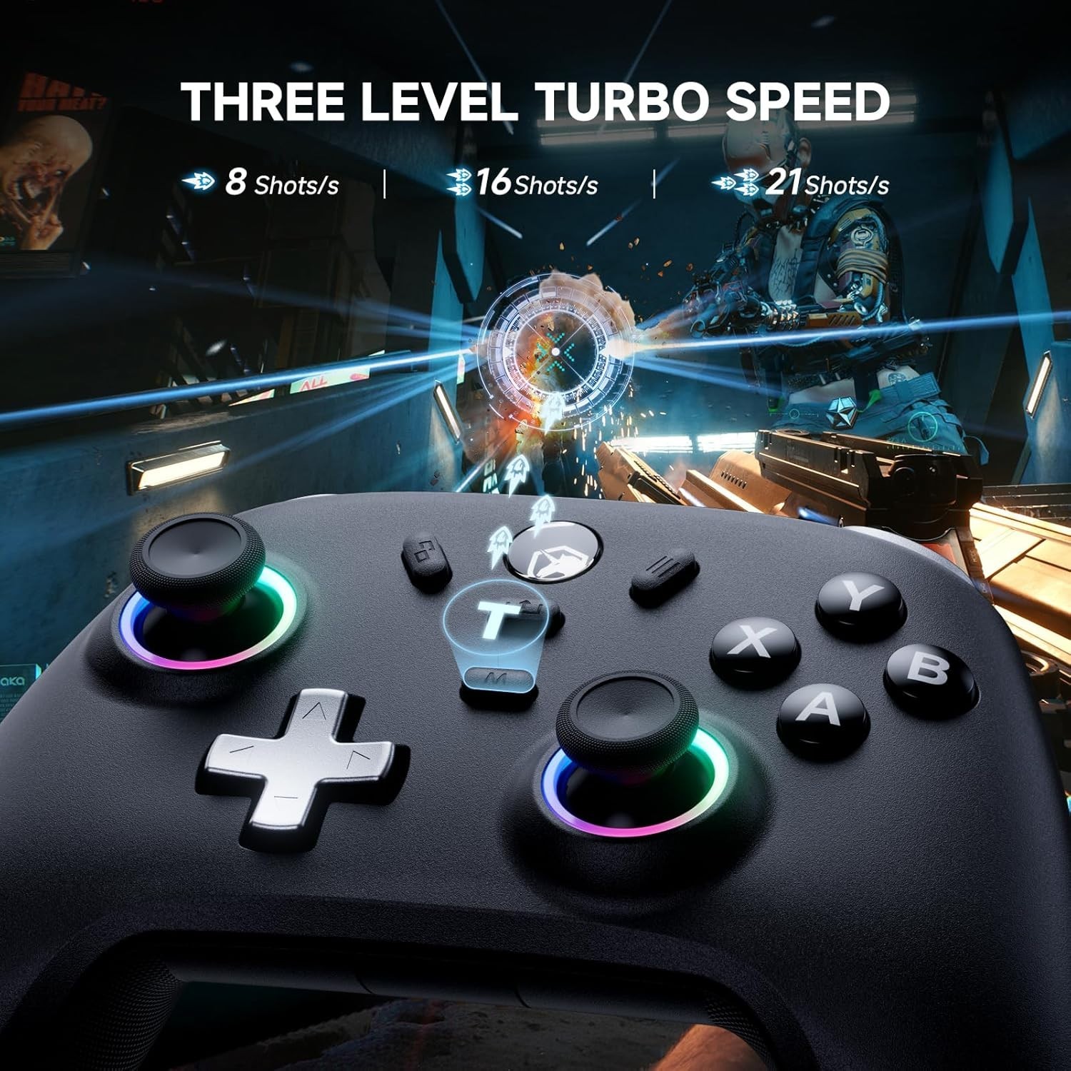 PC Gaming Controller with Hall Effect Joysticks and Instant Response Features