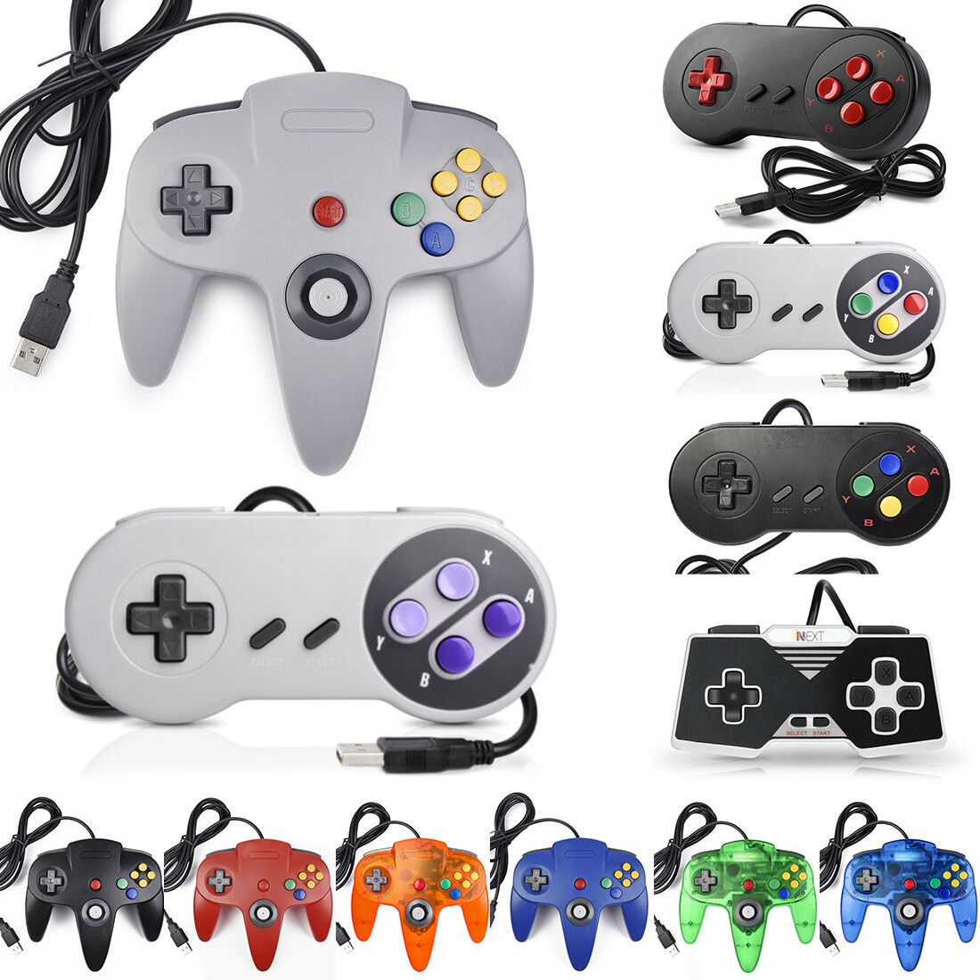 N64 NES SNES USB GAME Controller Wired/4.9ft PAD For PC Windows Raspberry Pi