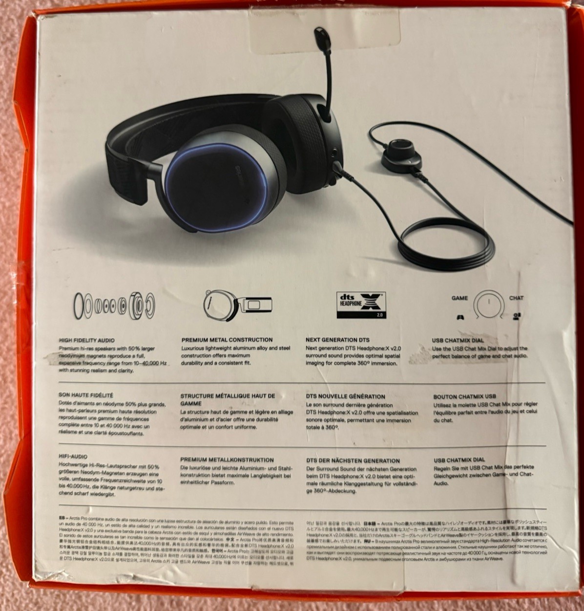 SteelSeries Arctis Pro Wired USB Over-Ear Headset w/ Boom Mic, Black