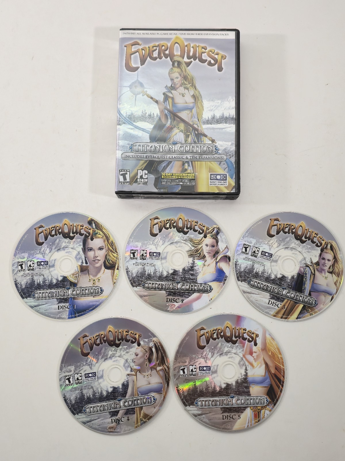 EverQuest Titanium Edition PC Windows 2006 5 Disc All Expansions Game MMORPG