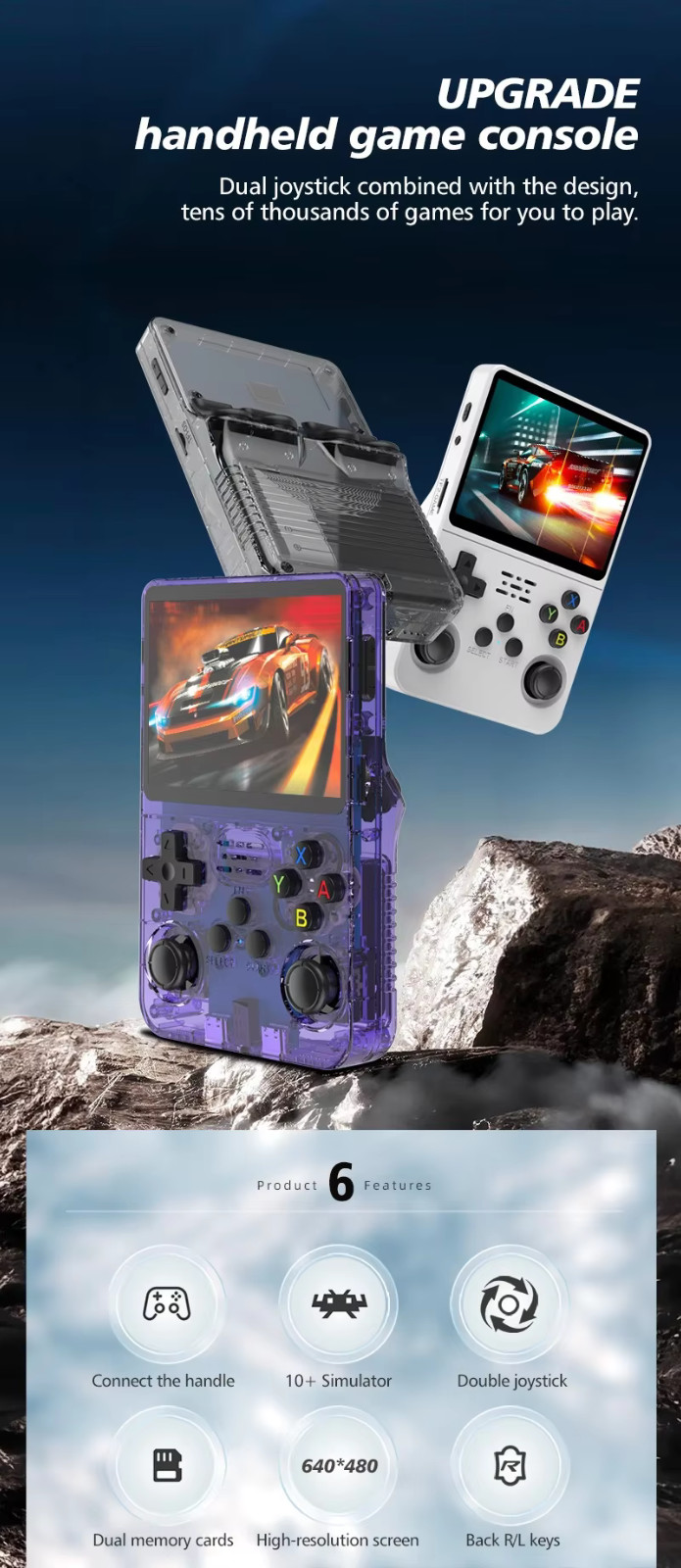 Orange R36S Retro Handheld Video Game Console Linux System 3.5 Inch IPS Screen