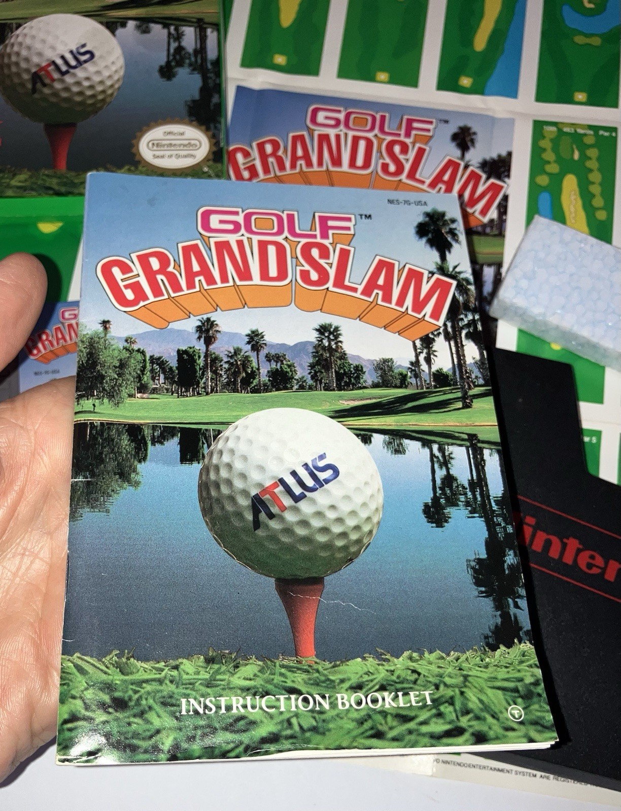 rare GOLF GRAND SLAM NES Game in Box w/manual, foldout & foam piece Fine shape