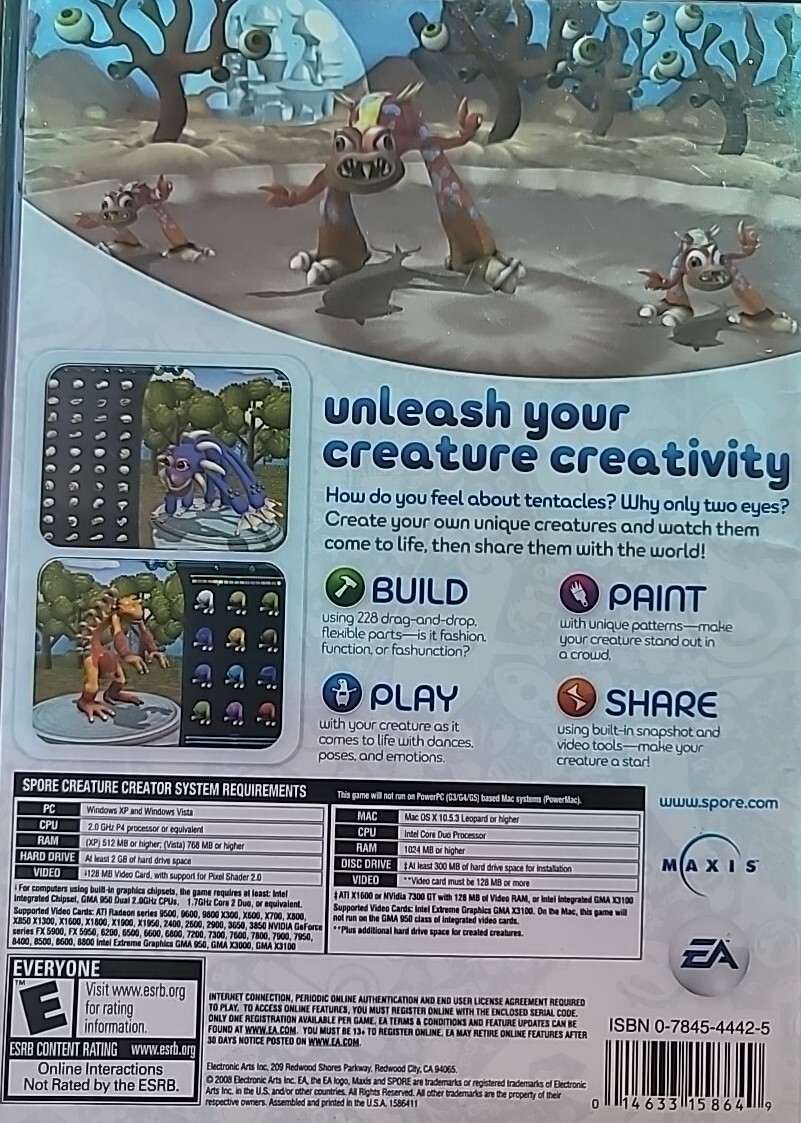 Spore Creature Creator And Creepy & Cute Windows/Mac Games 2 Game Bundle