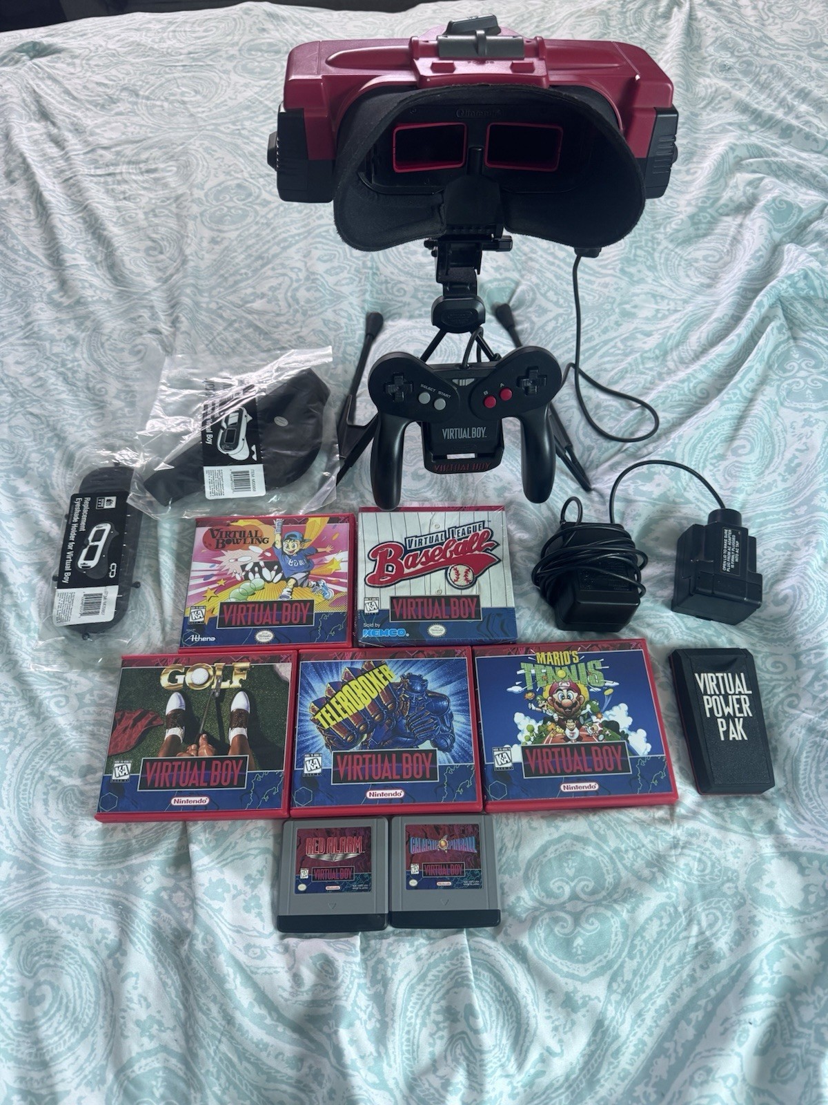 Nintendo Virtual Boy Console Bundle/lot. New Virtual Boy EYE Patch X2 Installed