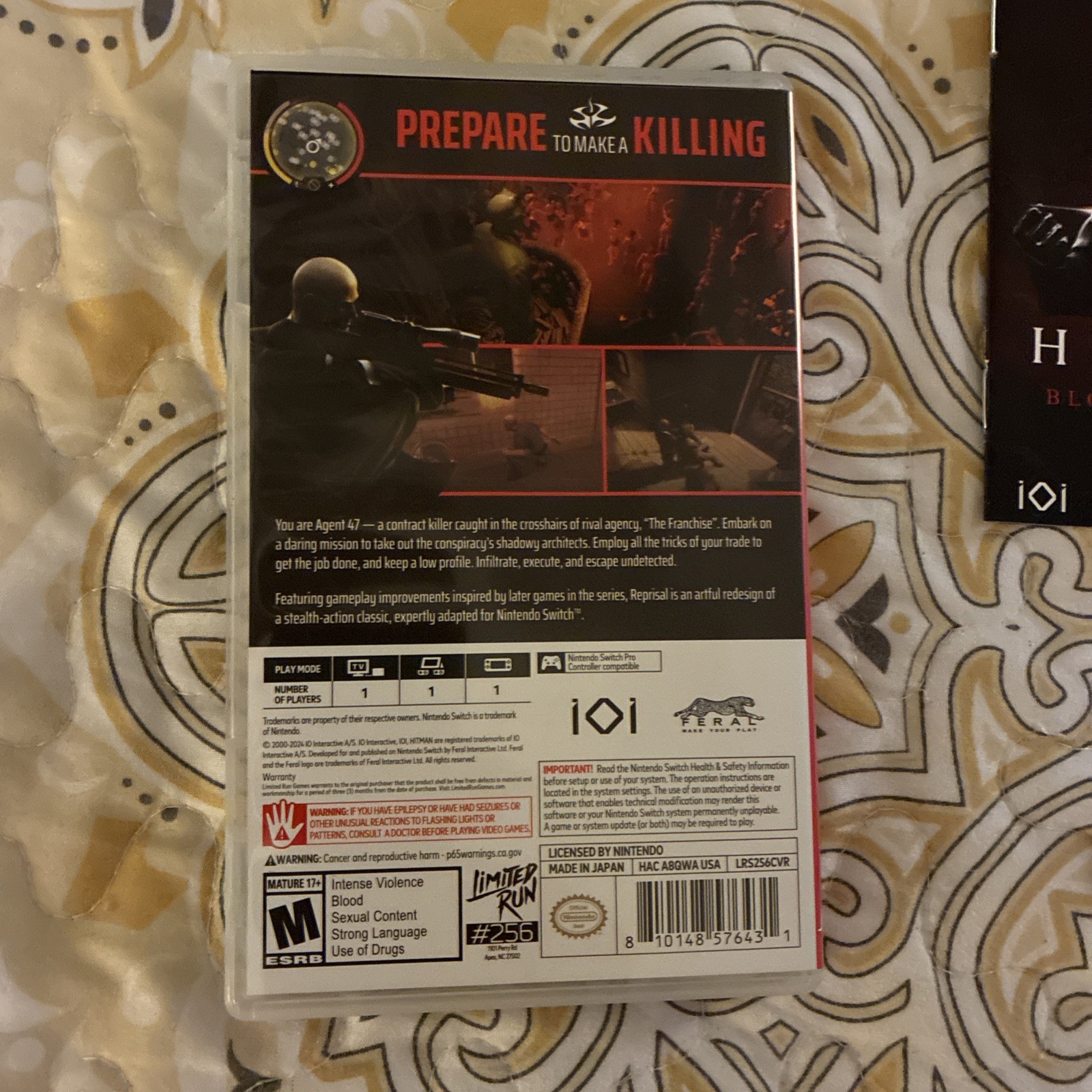 Nintendo Switch – Hitman Blood Money Reprisal – CIB – Limited Run #256 COMPLETE