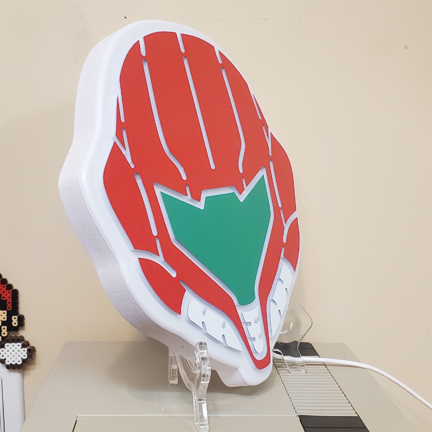 Metroid Samus Helmet plastic neon LED sign w/ dimmer switch + retro gaming gift