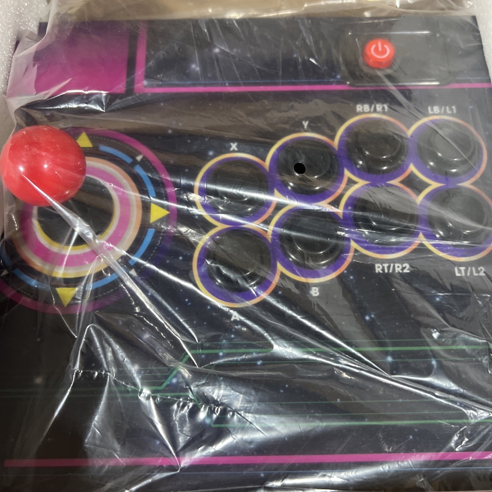 AtGames Legends Gamer Pro Arcade Controller Wired USB for PC Black/Purple 2P