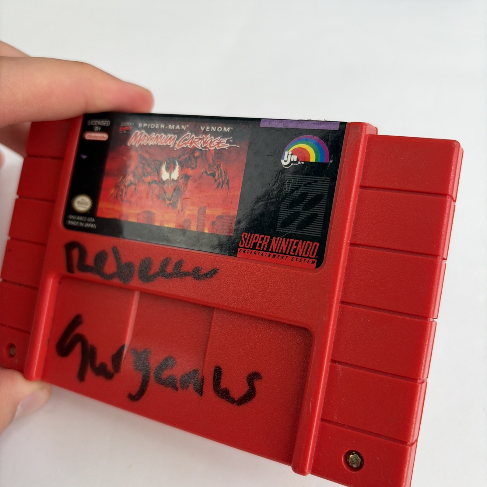 Spider-Man Venom: Maximum Carnage (Super Nintendo SNES, 1994) Red Cartridge