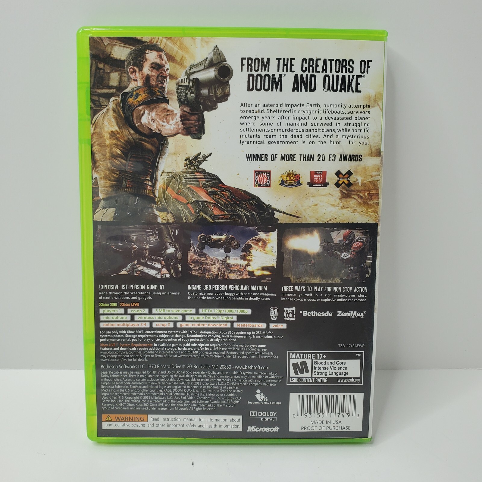 Rage (Microsoft Xbox 360, 2011, 3-Discs) Anarchy Edition – Includes Manual