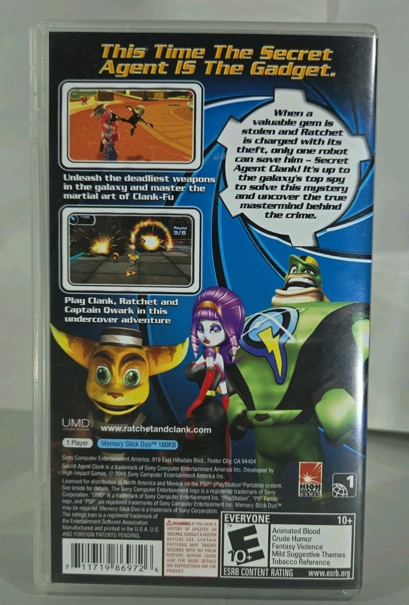Secret Agent Clank (Sony PSP, 2008) Complete In Box W Manual CIB Black Label
