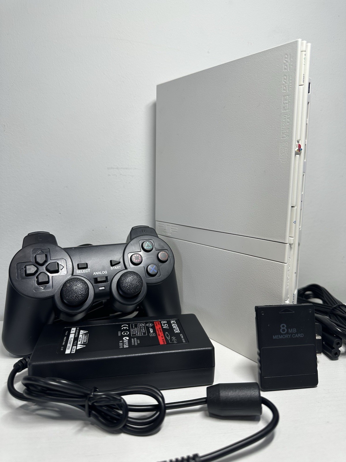 Sony PlayStation 2 PS2 Slim WHITE Console Bundle –Controller / Cables /8MB Card