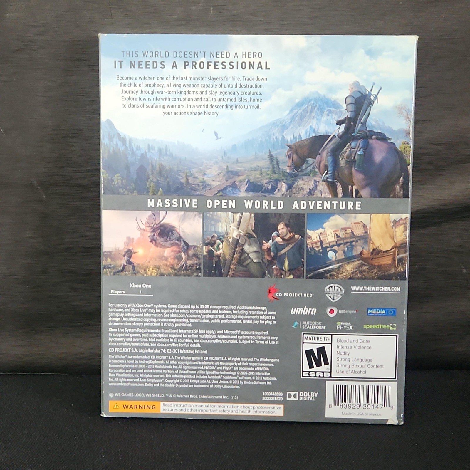 The Witcher 3 Wild Hunt Xbox One Bonus Edition Game CIB Complete Manual