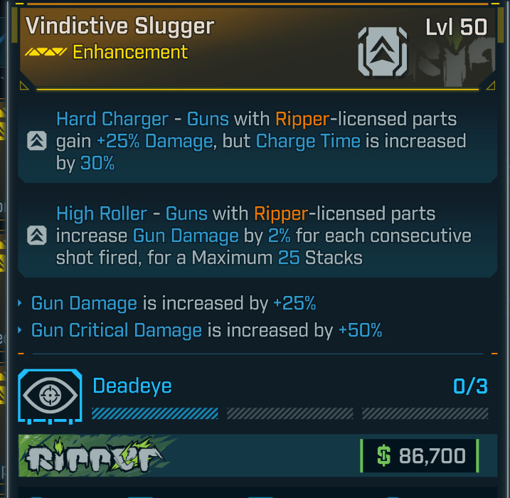 Borderlands 4⭐VINDICTIVE SLUGGER ENHANCEMENT⭐RIPPER⭐GUN DMG, GUN CRIT DMG