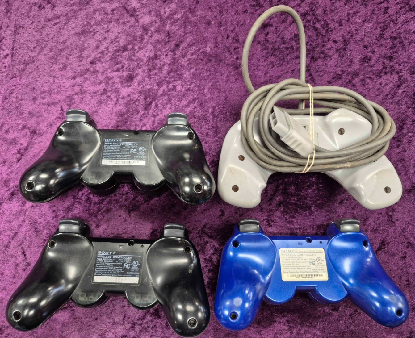 Sony Playstation Controllers Lot of 3 OEM PS3 For Parts/Repair + PS1 3rd Party