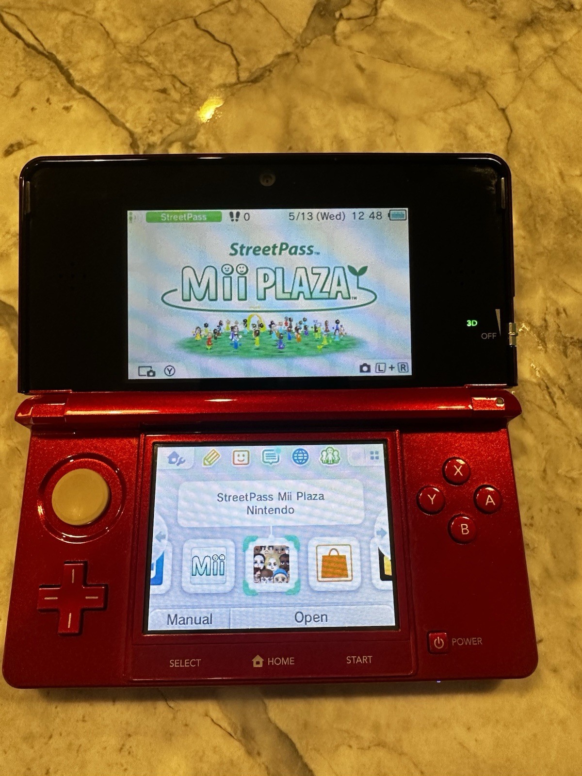 Flame Red Homebrewed 3DS W/ Charger and Stylus
