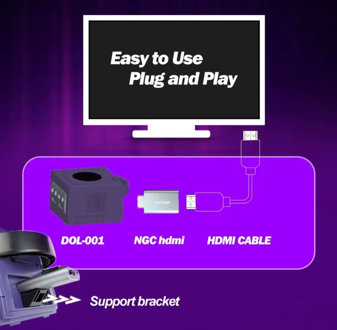 New BITFUNX Nintendo GameCube video Game Doubler HDMI UPSCALER Adapter Converter
