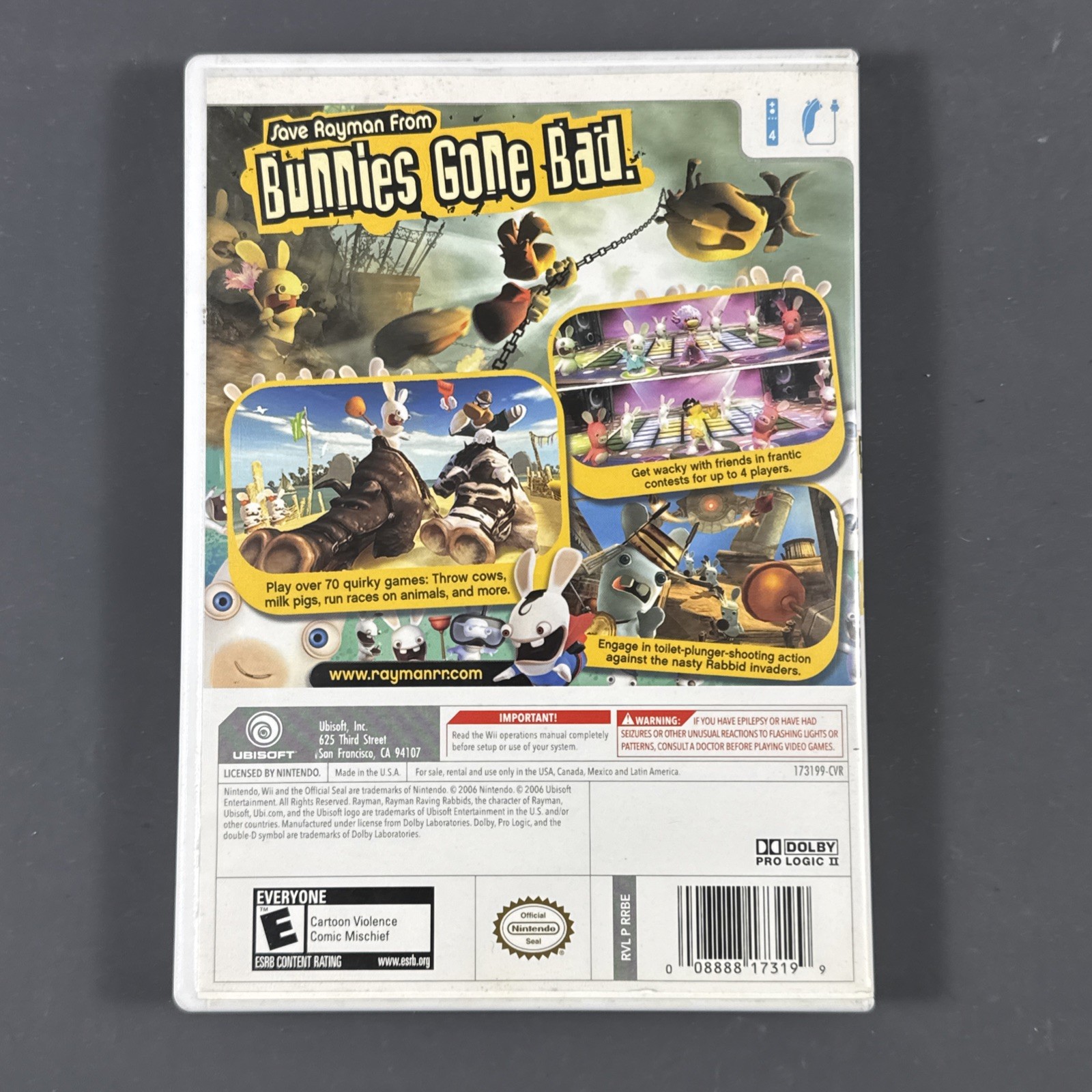 Rayman Raving Rabbids Nintendo Wii Game & Case Tested