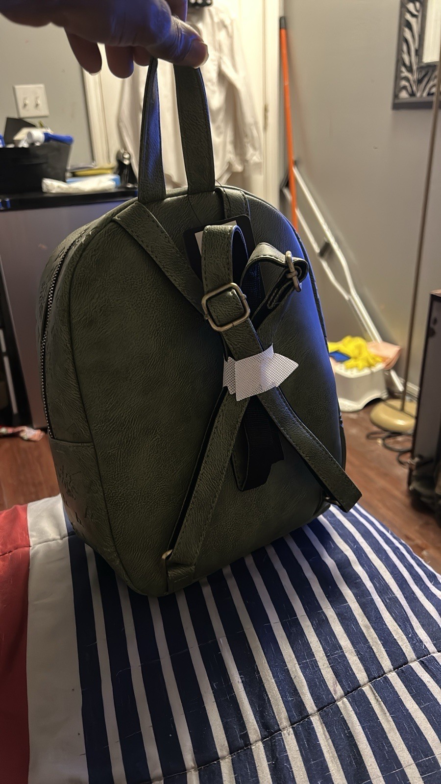 Nintendo Switch Green Brown Synthetic Leather Backpack Triforce Logo
