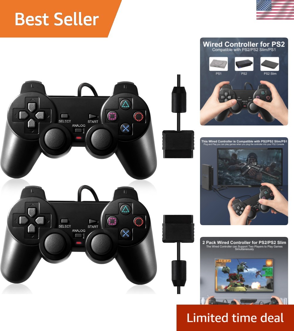 PS2 Controller, 2 Packs Wired Controller Compatible with PS2/PS2 Slim/PS1, PS…