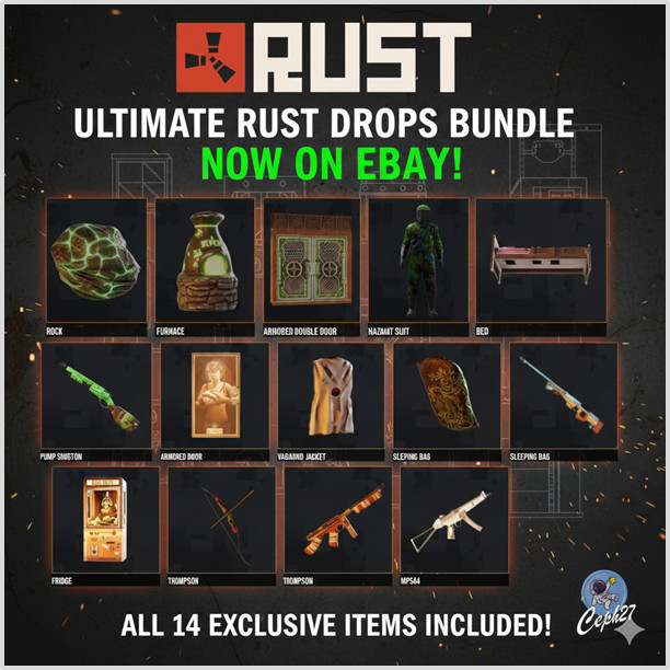 Rust KICK Drops – Round 1 ALL 14/14 Items/Skins – Hazmat Suit + More!