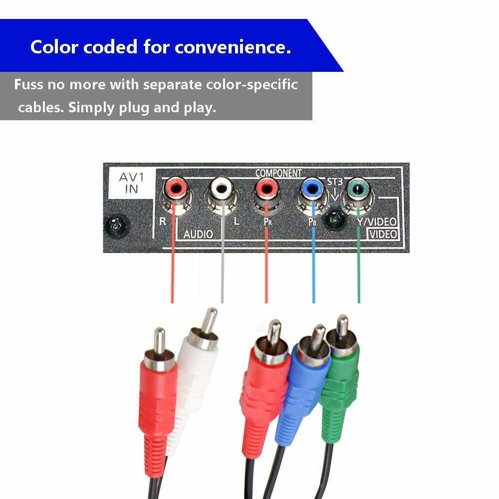 6 FT Color-Coded HDTV-Ready Component Cables 5-Wire for Original Xbox