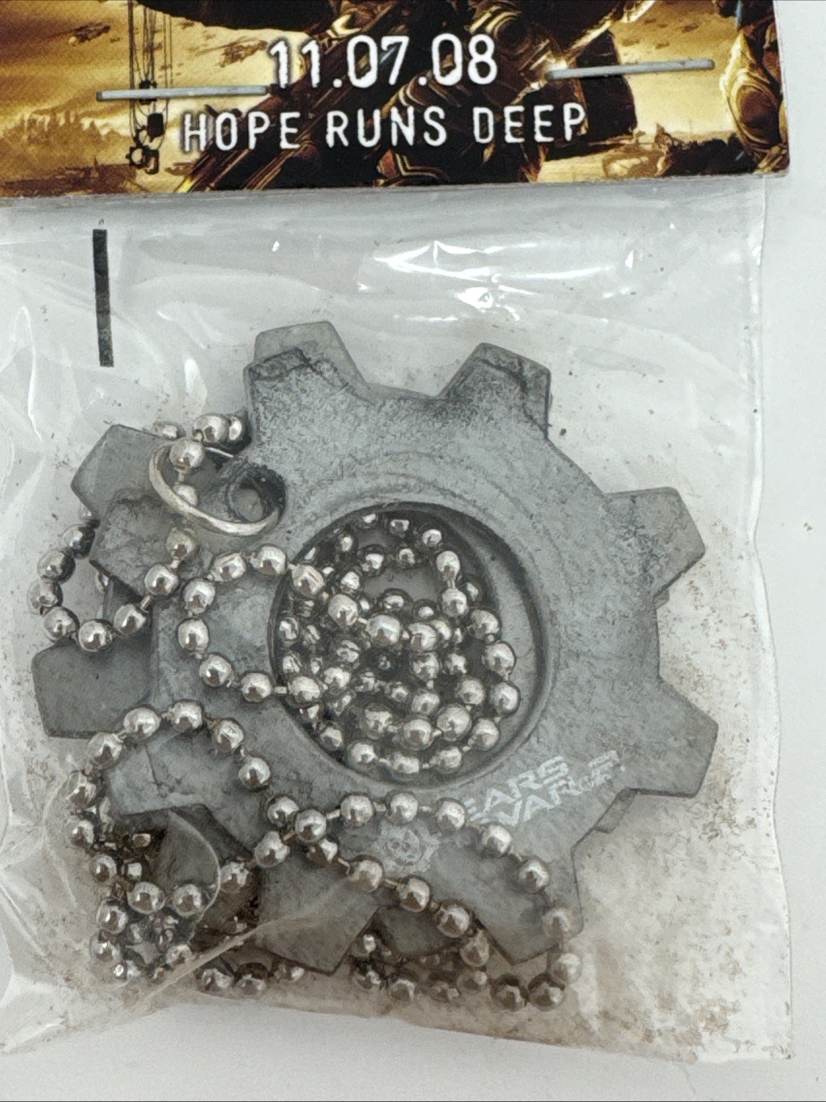 Gears of War 2 GoW 11.07.08 Hope Runs Deep Cogs Tags Necklace Promo SEALED NEW!