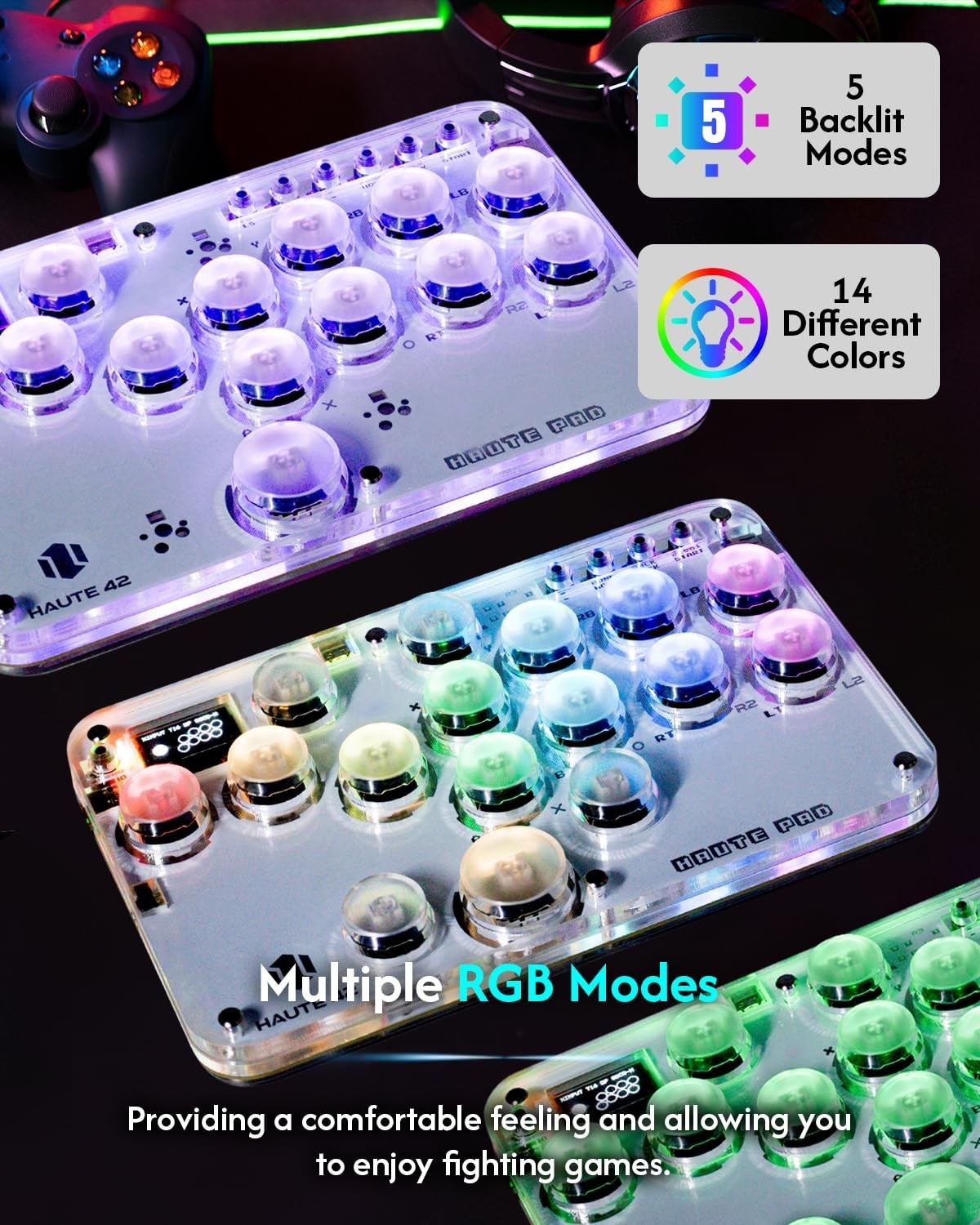 Arcade Stick 16-Button RGB Turbo for PC PS3 PS4 Switch Gamepad Hot Swap