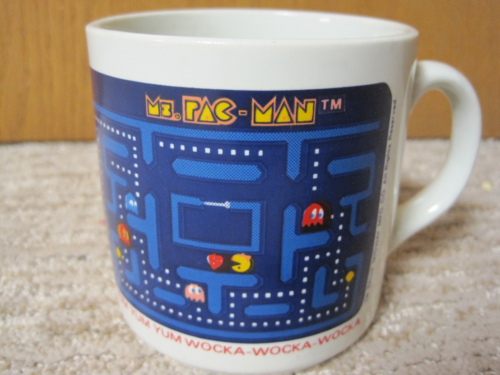 Vintage 1982 Vintage Ms. Pac-Man Milk Ceramic Coffee Mug By Houze NEW OLD STOCK