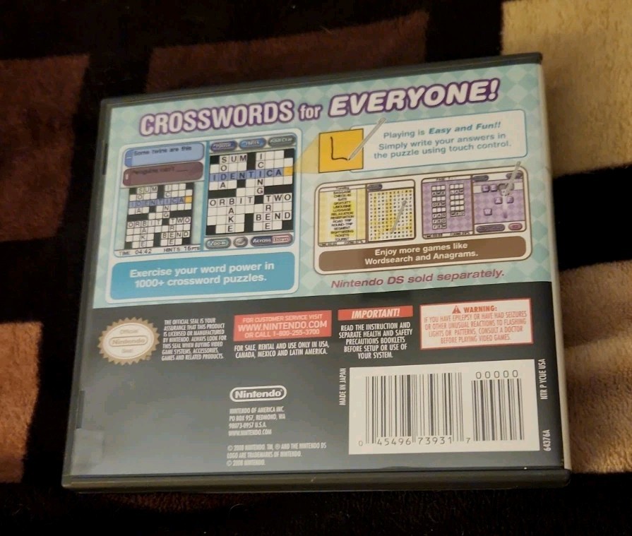 Crosswords – Nintendo DS Complete in Original Case and Manual Book Excellent