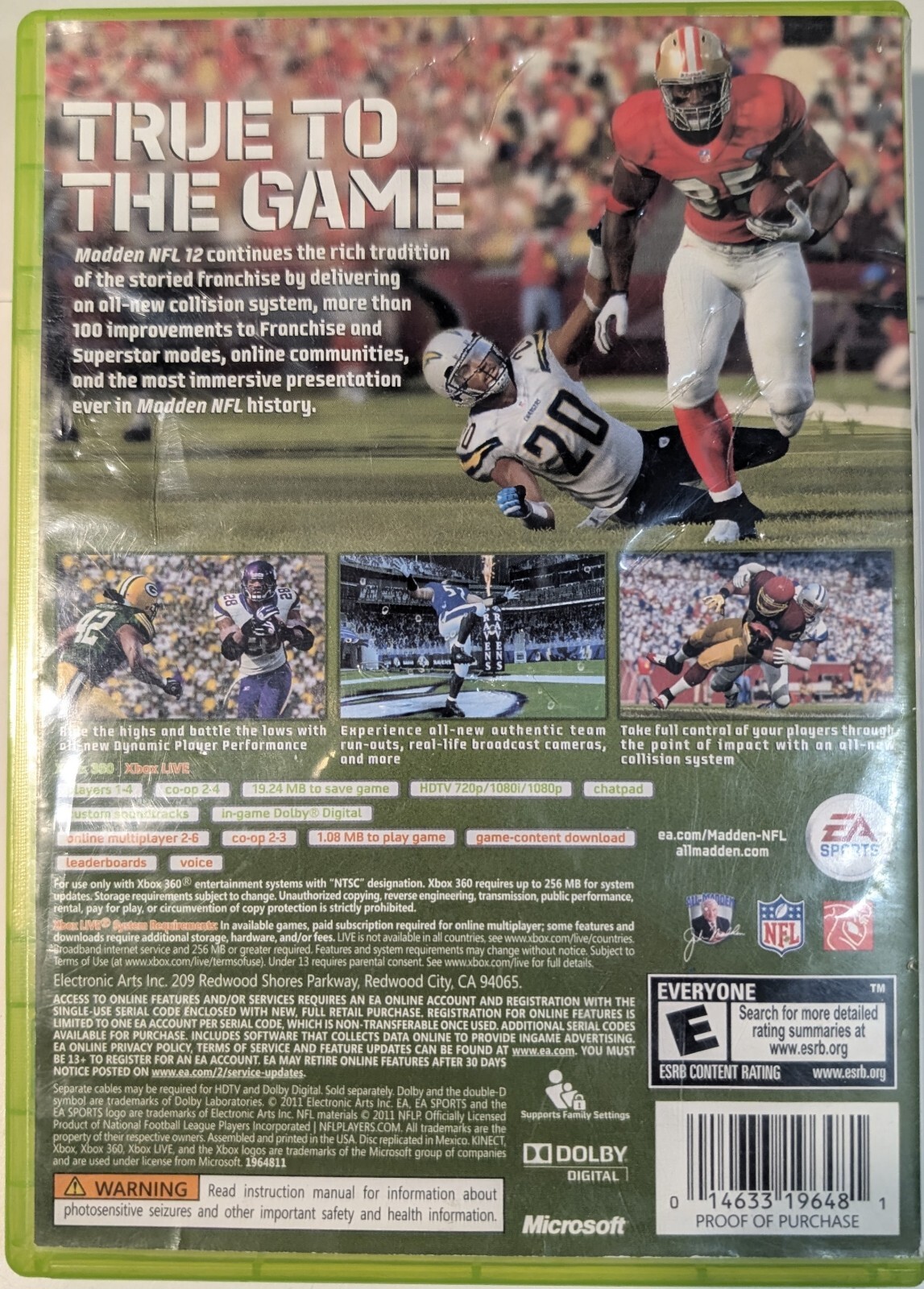Madden NFL 12 Microsoft Xbox 360 Tested and Working