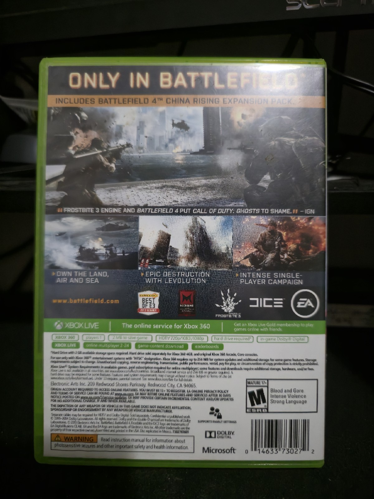 Battlefield 4 Xbox 360 Complete w/ Case & Disc M Shooter NTSC-U/C 2013